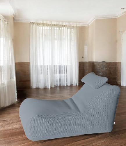 Talamo Italia - Pouf Abuli, Mehrzwecksessel, Sitzsack, Hockerhocker, Made in Italy, 70x120 h65 cm, Hellgrau von Talamo Italia