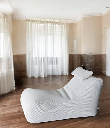 Talamo Italia - Pouf Abuli, Mehrzwecksessel, Sitzsack, Hockerhocker, Made in Italy, 70x120 h65 cm, Weiß von Talamo Italia