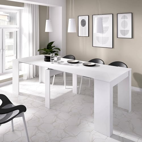 Dmora - Ausziehbarer-Tisch Cognolo, Mehrzweck-Esstisch, Mehrpositions-Ausziehkonsole mit verlängerungshalter inklusive, 54/239 x 90 x 77 cm, Weiß Dmora - Ausziehbarer-Tisch Cognolo, Mehrzweck-Esstisch, Mehrpositions-Ausziehkonsole mit verlängerungshalter inklusive, 54/239 x 90 x 77 cm, Weiß von Dmora