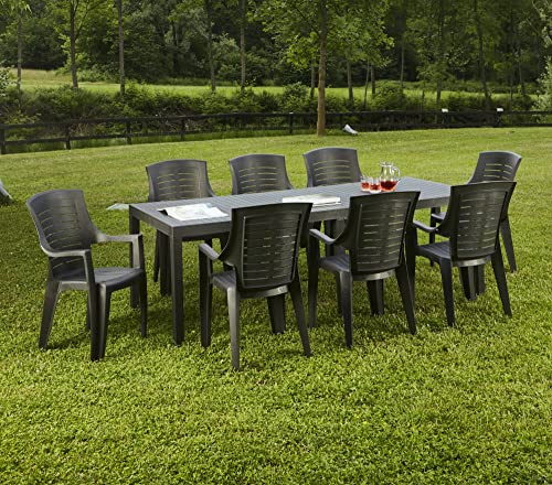 Dmora - Tisch für den Außenbereich, rechteckig, ausziehbar, Gartentisch, 100% Made in Italy, 150 x 90 cm, Anthrazit von Dmora