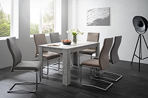 Dmora Tisch mit wendbarer Mittelplatte, Betonfarbe mit wendbarer schwarz-weißer Platte, 138 x 74 x 80 cm. von Dmora