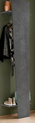 Dmora Vertikale Garderobe, Made in Italy, mit Kleiderstange, zwei Regalen, Möbel für Flur, Moderne Eingangshalle, 50x30h200 cm, Farbe Schiefergrau von Dmora