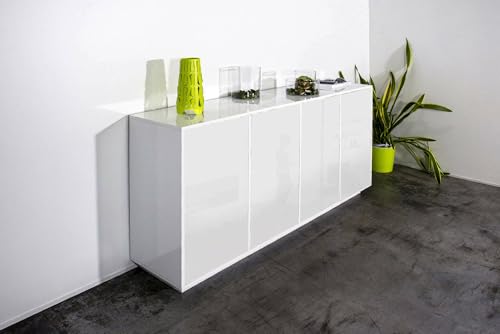 Dmora - Kommode Virgilio, 4-türiges Küchen-Sideboard, Wohnzimmer-Buffet, 100% Made in Italy, 180 x 41 x 86 cm, glänzendes Weiß, Dmora - Kommode Virgilio, 4-türiges Küchen-Sideboard, Wohnzimmer-Buffet, 100% Made in Italy, 180 x 41 x 86 cm, glänzendes Weiß, von Dmora