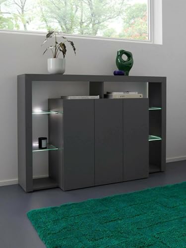 Dmora - Kommode Viviano, 3-türiges Wohnzimmer-Buffet, Wohnzimmer-Kommode, modernes Kommode, 100% Made in Italy, 150 x 40 x 100 cm, Anthrazit Dmora - Kommode Viviano, 3-türiges Wohnzimmer-Buffet, Wohnzimmer-Kommode, modernes Kommode, 100% Made in Italy, 150 x 40 x 100 cm, Anthrazit von Dmora