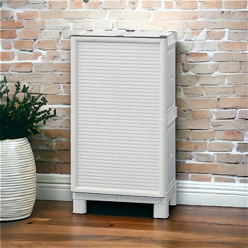 Dmora - Waremme Outdoor-Garderobe, Outdoor-Möbel, Mehrzweck-Balkongarderobe, Outdoor-Schrank, 100% Made in Italy, Hellgrau, 50 x 39 x 92 cm von Dmora
