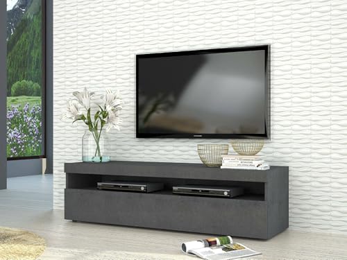 Dmora Wohnzimmer-TV-Ständer, Made in Italy, 1-Tür-TV-Ständer, Wohnzimmer-TV-Ständer, cm 130x45h36, Farbe Aschgrau von Dmora