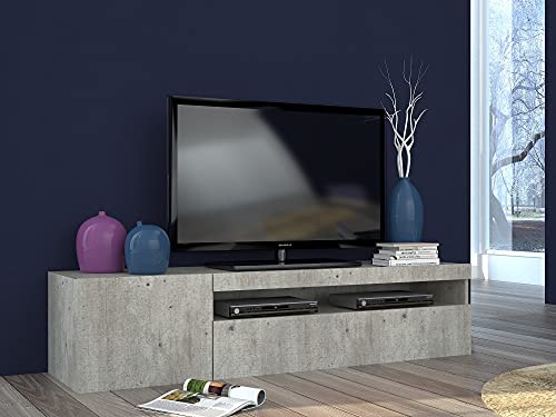 Dmora Wohnzimmer TV-Ständer, Made in Italy, 2-türiger TV-Ständer, Wohnzimmer-TV-Ständer, 150x40h37 cm, Zementfarbe von Dmora