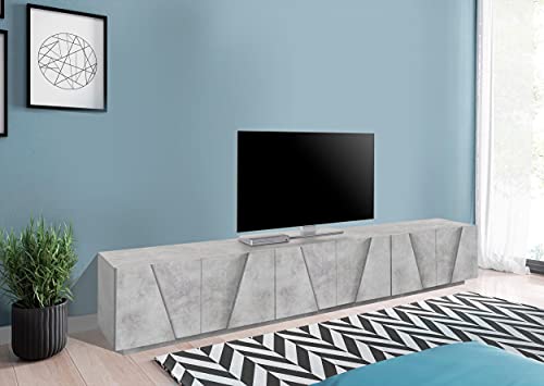 Dmora Wohnzimmer TV-Ständer, Made in Italy, TV-Ständer mit 6 Flügeltüren mit Detail, cm 244x44h46, dunkle Zementfarbe von Dmora