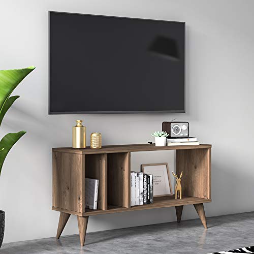 Dmora Wohnzimmer TV-Ständer mit Fächern, 90 x 30 x 49 cm, Farbe Eiche und Anthrazit von Dmora