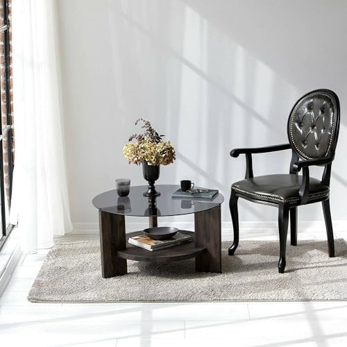 Dmora - Wohnzimmertisch Alnitak, Niedriger Wohnzimmertisch, Kaffeeregal, Couchtisch für Sofa, 75x75h40 cm, Anthrazit und Braun Dmora - Wohnzimmertisch Alnitak, Niedriger Wohnzimmertisch, Kaffeeregal, Couchtisch für Sofa, 75x75h40 cm, Anthrazit und Braun von Dmora