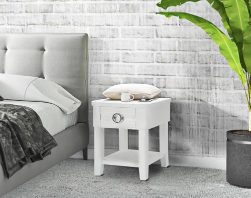 Dmora - Wohnzimmertisch Binago, Niedriger Wohnzimmertisch, Kaffeeregal, Couchtisch für Sofa, 45x40 h54 cm, Weiß von Dmora