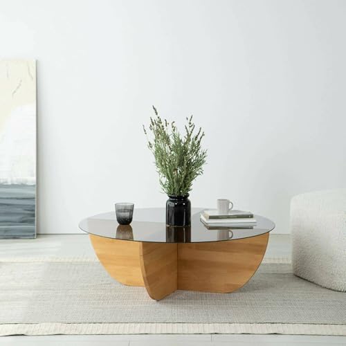 Dmora - Wohnzimmertisch Phoebe, Niedriger Wohnzimmertisch, Kaffeeregal, Couchtisch für Sofa, 90x90h30 cm, Eiche von Dmora