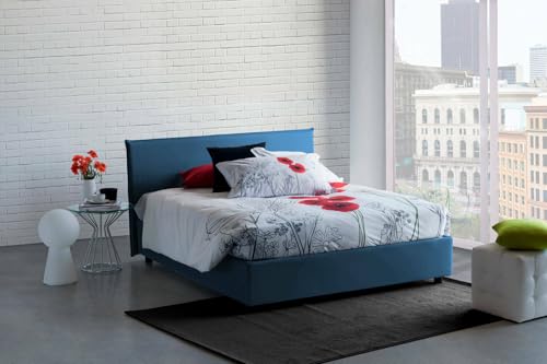 Talamo Italia - Doppelbett Beata, Bettkasten aus Stoff, Öffnung vorne, inklusive Matratze 140x190 cm, 100 % Made in Italy, Blau Talamo Italia - Doppelbett Beata, Bettkasten aus Stoff, Öffnung vorne, inklusive Matratze 140x190 cm, 100 % Made in Italy, Blau von Talamo Italia