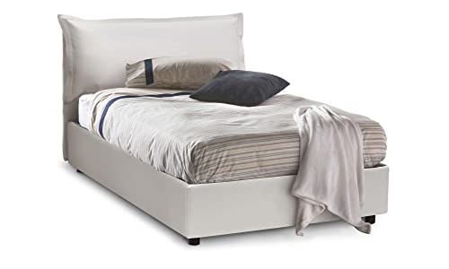 Talamo Italia - Quadratisches und halbes Bett Olivia, Containerbett mit Kunstlederbezug, 100% Made in Italy, Frontöffnung, passend für Matratze 120x200 cm, Weiß von Talamo Italia