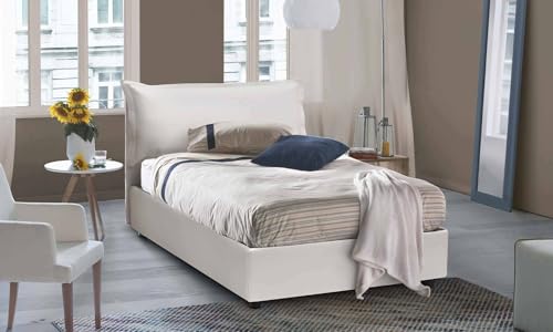 Talamo Italia - Letizia Queen-Size-Bett, Bettkasten mit Kunstlederbezug, 100 % Made in Italy, Öffnung vorne, inklusive Matratze 120 x 200 cm, Weiß Talamo Italia - Letizia Queen-Size-Bett, Bettkasten mit Kunstlederbezug, 100 % Made in Italy, Öffnung vorne, inklusive Matratze 120 x 200 cm, Weiß von Talamo Italia