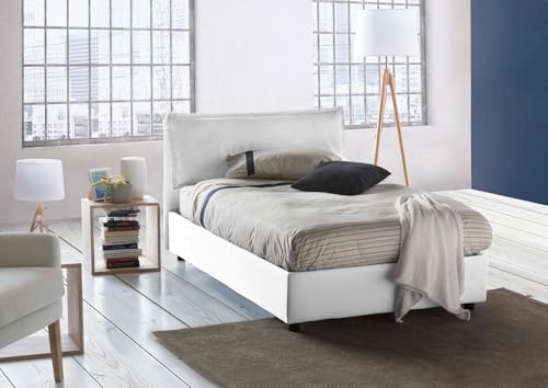 Talamo Italia - Agata Doppelbett, Bettkasten mit Stoffbezug, 100 % Made in Italy, Öffnung vorne, inklusive Matratze 120 x 200 cm, Weiß Talamo Italia - Agata Doppelbett, Bettkasten mit Stoffbezug, 100 % Made in Italy, Öffnung vorne, inklusive Matratze 120 x 200 cm, Weiß von Talamo Italia