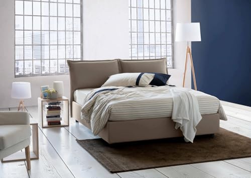 Talamo Italia - Doppelbett Agnese, Stoffbett mit Stauraum, Öffnung vorne, geeignet für Matratzen 140 x 190 cm, 100 % Made in Italy, TaubenGrau Talamo Italia - Doppelbett Agnese, Stoffbett mit Stauraum, Öffnung vorne, geeignet für Matratzen 140 x 190 cm, 100 % Made in Italy, TaubenGrau von Dmora