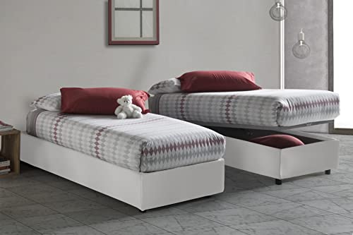 Talamo Italia - Einzelbett Irene, Containerbett mit Kunstlederbezug, 100% Made in Italy, Frontöffnung, passend für Matratze 80x200 cm, Weiß von Talamo Italia