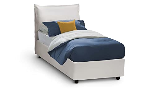 Talamo Italia - Einzelbett Cristina, Containerbett mit Kunstlederbezug, 100% Made in Italy, Frontöffnung, passend für Matratze 80x200 cm, Weiß von Talamo Italia