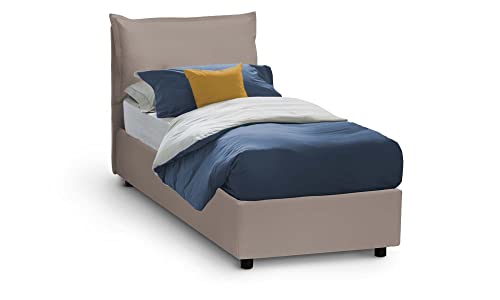 Talamo Italia - Einzelbett Naomi, Containerbett mit Kunstlederbezug, 100% Made in Italy, Frontöffnung, inklusive Matratze 80x200 cm, Turteltaube von Talamo Italia