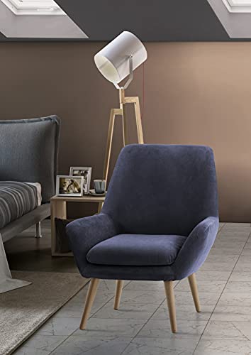 Talamo Italia - Lounge-Sessel Annarita, Design-Sessel für das Wohnzimmer, 100% Made in Italy, Relaxsessel aus gepolstertem Stoff, Cm 80x70h95, Blau von Talamo Italia