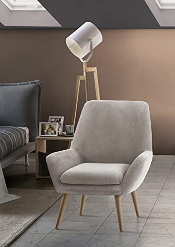 Talamo Italia - Lounge-Sessel Annarita, Design-Sessel für das Wohnzimmer, 100% Made in Italy, Relaxsessel aus gepolstertem Stoff, Cm 80x70h95, Grau von Talamo Italia