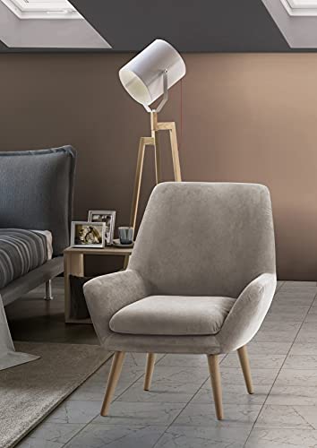 Talamo Italia - Lounge-Sessel Annarita, Design-Sessel für das Wohnzimmer, 100% Made in Italy, Relaxsessel aus gepolstertem Stoff, Cm 80x70h95, Turteltaube von Talamo Italia