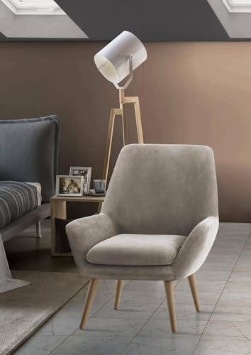 Talamo Italia - Annarita-Sessel, Design-Loungesessel, 100 % Made in Italy, Relaxsessel aus gepolstertem Stoff, 80 x 70 x 95 cm, taubengrau von Talamo Italia