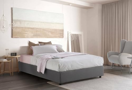 Talamo Italia - Doppelbett Gioia, Bettkasten aus Stoff, Frontöffnung, inklusive Matratze 140x200 cm, 100 % Made in Italy, Grau Talamo Italia - Doppelbett Gioia, Bettkasten aus Stoff, Frontöffnung, inklusive Matratze 140x200 cm, 100 % Made in Italy, Grau von Talamo Italia