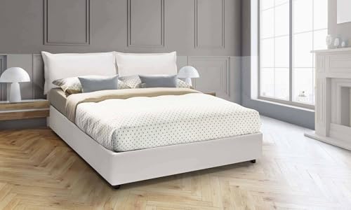 Talamo Italia - Doppelbett Fatima, Stauraumbett aus Öko-Leder, Frontöffnung, inklusive Matratze 140x200 cm, 100 % Made in Italy, Weiß Talamo Italia - Doppelbett Fatima, Stauraumbett aus Öko-Leder, Frontöffnung, inklusive Matratze 140x200 cm, 100 % Made in Italy, Weiß von Talamo Italia