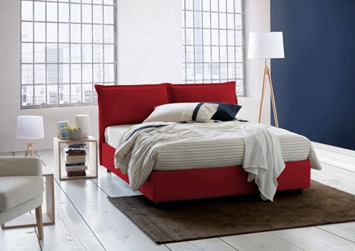 Talamo Italia - Doppelbett Agnese, Stoffbett mit Stauraum, Öffnung vorne, geeignet für Matratzen 140 x 190 cm, 100 % Made in Italy, Rot Talamo Italia - Doppelbett Agnese, Stoffbett mit Stauraum, Öffnung vorne, geeignet für Matratzen 140 x 190 cm, 100 % Made in Italy, Rot von Dmora