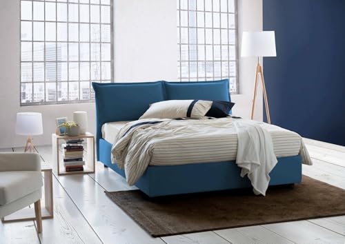 Talamo Italia - Doppelbett Silvia, Bettkasten aus Stoff, Öffnung vorne, inklusive Matratze 140x190 cm, 100 % Made in Italy, Blau Talamo Italia - Doppelbett Silvia, Bettkasten aus Stoff, Öffnung vorne, inklusive Matratze 140x190 cm, 100 % Made in Italy, Blau von Talamo Italia
