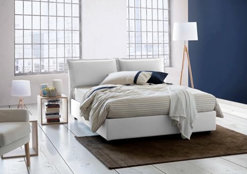 Talamo Italia - Doppelbett Silvia, Bettkasten aus Stoff, Öffnung vorne, inklusive Matratze 140x190 cm, 100 % Made in Italy, Weiß Talamo Italia - Doppelbett Silvia, Bettkasten aus Stoff, Öffnung vorne, inklusive Matratze 140x190 cm, 100 % Made in Italy, Weiß von Talamo Italia
