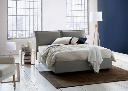 Talamo Italia - Doppelbett Agnese, Stoffbett mit Stauraum, Öffnung vorne, geeignet für Matratzen 140 x 190 cm, 100 % Made in Italy, Grau Talamo Italia - Doppelbett Agnese, Stoffbett mit Stauraum, Öffnung vorne, geeignet für Matratzen 140 x 190 cm, 100 % Made in Italy, Grau von Dmora
