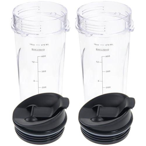 Ersatzbecher für Ninja BL660 BL770 QB3001SS Fit Compact Personal Blender, 473 ml Ninja Mixbecher mit Sip & Seal Deckel, kompatibel mit Ninja BL780 BL810 BL820 BL830 QB3000 QB3000QBK QB3000QBK QB3000 4 von Dmsmisi