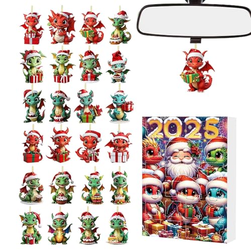 Dmuzsoih Dinosaur Advent | 24 Tage Dinosaurier Kalender | 2D flache Acryl Ornamente für Erwachsene Kinder tägliche Familienaktivität Klassenzimmer Schule Feiertag Zuhause und Party von Dmuzsoih