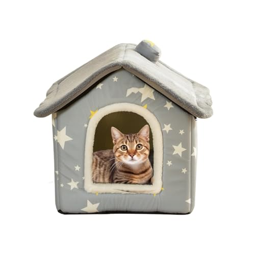 Dmuzsoih Katzenhäuser für Wohnungskatzen,Hauskatzenhaus - Halbgeschlossene Katzenbetthöhle,40x35cm/15,75x13,78 Zoll überdachte Katzenbetten, weiches Winterhaus für Haustiere zum Ausruhen und Schlafen von Dmuzsoih
