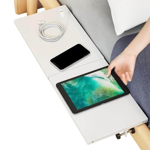 Dmuzsoih Nachttisch Bett Laptop Tisch Teleskop, Kohlenstoffstahl Bett Organizer, Platzsparender Organizer Zur Schlafzimmer Aufbewahrung Mit 15Kg Tragkraft von Dmuzsoih