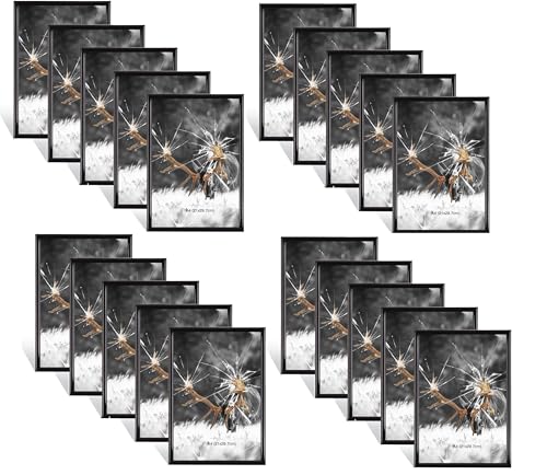 Dmyifan 20er Set Schwarz Fotorahmen, Bilderrahmen Plexi-Glas Portraitrahmen Mit Nahtloser Haken von Dmyifan