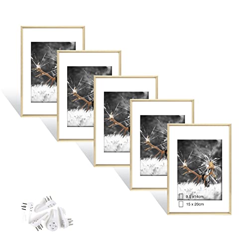 Dmyifan 5er Set Fotorahmen, Bilderrahmen DIN 8 Inches (15.2x20.3cm), Plexi-Glas Portraitrahmen Mit Nahtloser Haken, Wohnzimmer zum Stellen und Hängen, Dekorahmen für Fotos Portrait Jubiläum von Dmyifan