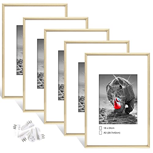 Dmyifan 5er Set Fotorahmen, Bilderrahmen DIN A3(29.7 x 42 cm), Plexi-Glas Portraitrahmen Mit Nahtloser Haken, Wohnzimmer zum Stellen und Hängen, Dekorahmen für Fotos Portrait Jubiläum von Dmyifan