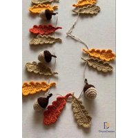 Gehäkelte Eichel-Girlande - Handgemachter Herbst-Herbst-Dekor Für Thanksgiving, Kamin-Mantel, Ernte-Haus-Wandbehang-Dekoration von DmytroCreations