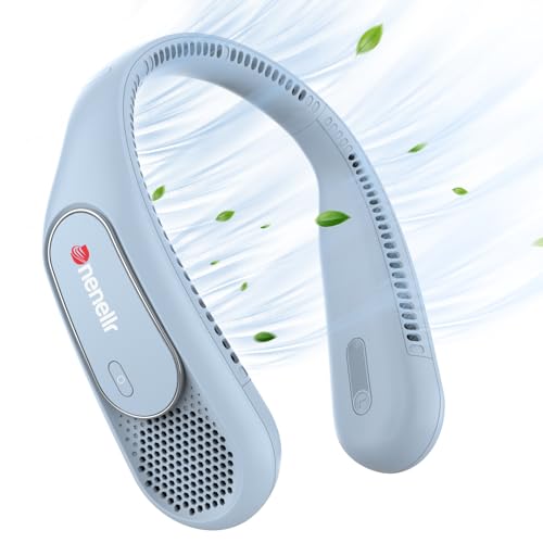 Nackenventilator, Hals Ventilator mit 6000mAh, Bladeless Ventilator 360°Cooling Luftstrom und 3-Speed Tragbare Hände frei Persönlicher Ventilator, USB Hängender Ventilator für Männer Frauen Kinder von Dnenellr