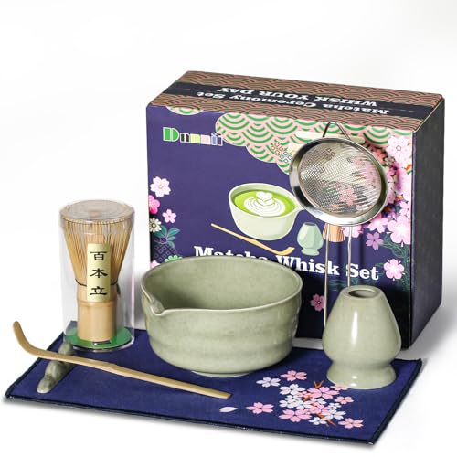 Dnnnii Matcha-Schneebesen-Set, 7-teiliges Keramik-Matcha-Set mit Matcha-Schüssel, Schneebesen und Halter, Bambusschaufel, Schaufelablage, Sieb und Geschirrtuch, Matcha-Liebhaber, Geschenk für Familie Dnnnii Matcha-Schneebesen-Set, 7-teiliges Keramik-Matcha-Set mit Matcha-Schüssel, Schneebesen und Halter, Bambusschaufel, Schaufelablage, Sieb und Geschirrtuch, Matcha-Liebhaber, Geschenk für Familie von Dnnnii