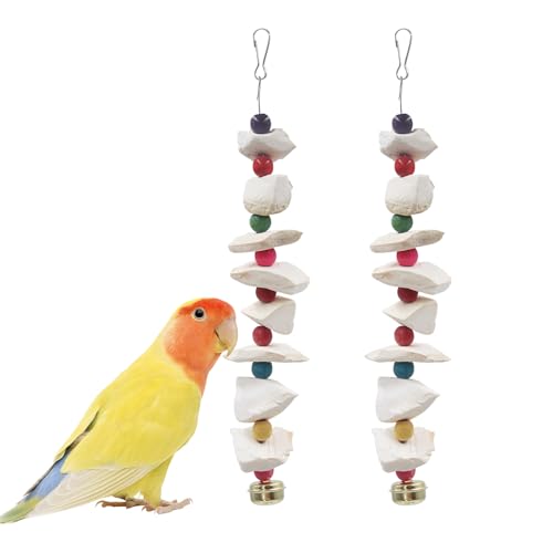 2er-Set Vogelspielzeug mit Sepiaschale – Wellensittich Spielzeug & Schnabelschleifstein, Vogelkäfig-Zubehör für Wellensittiche, Nymphensittiche, Liebesvögel & andere kleine bis mittelgroße Vögel von Dnoifne