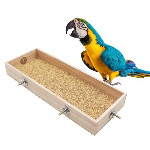 Holz Papagei Vogel Futterbecher Sitzstange Ständer Futterschale Käfig Stehschale Spielzeug für Kleintiere Sittiche Wellensittiche Liebesvögel Ratten von Dnoifne