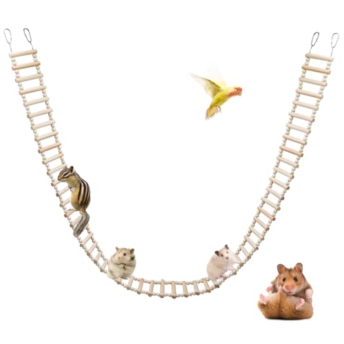 Rattenleiter Brücke Spielzeug, Ratten Klettern Spielzeug, Natürliche Holz Hamster Leiter Brücke Spielzeug, Käfig Zubehör für Vogel Papagei Nymphensittiche Zuckergleiter - 54 Stufen - 74,6 x 3,14 Zoll Rattenleiter Brücke Spielzeug, Ratten Klettern Spielzeug, Natürliche Holz Hamster Leiter Brücke Spielzeug, Käfig Zubehör für Vogel Papagei Nymphensittiche Zuckergleiter - 54 Stufen - 74,6 x 3,14 Zoll von Dnoifne