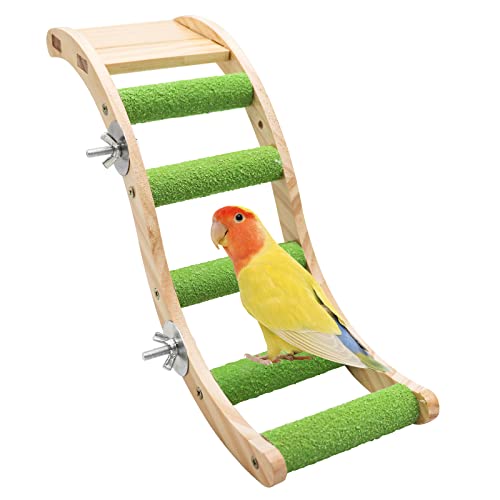 Vogelleiter-Brücke, Holz-Haustier-Papageien-Hamster-Kletterleiter, Spielzeug, Vogelkäfig-Zubehör, Holz-Kletterleiter für Vogel, Papagei, Hamster, Eichhörnchen, Sittiche, Nymphensittiche (S-Form) von Dnoifne