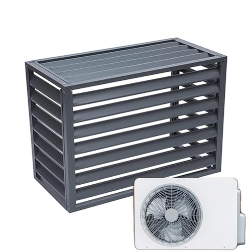 Dnowegas Kondensator-Schutzhülle, Aluminium, Klimaanlagenabdeckung, Wärmepumpenabdeckung, Außen-Luftquelle, Wärmepumpenabdeckung, freistehender Raumteiler, graue Lamellenoberseite, L120 x B 70 x H 150 von Dnowegas