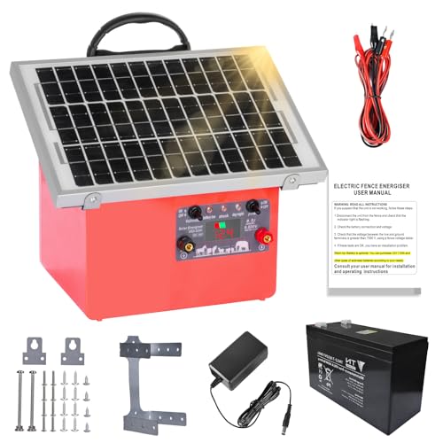Weidezaungerät Solar 7.1V/12 V, Elektrischer Weidezaun mit 7.5 W Solarpanel für über 32km Zaun, für Pferde, Rinder, Schafe, Katzen, Hunde, schlagstarkes Elektrozaungerät für Weidezäune von Dnoyevvs